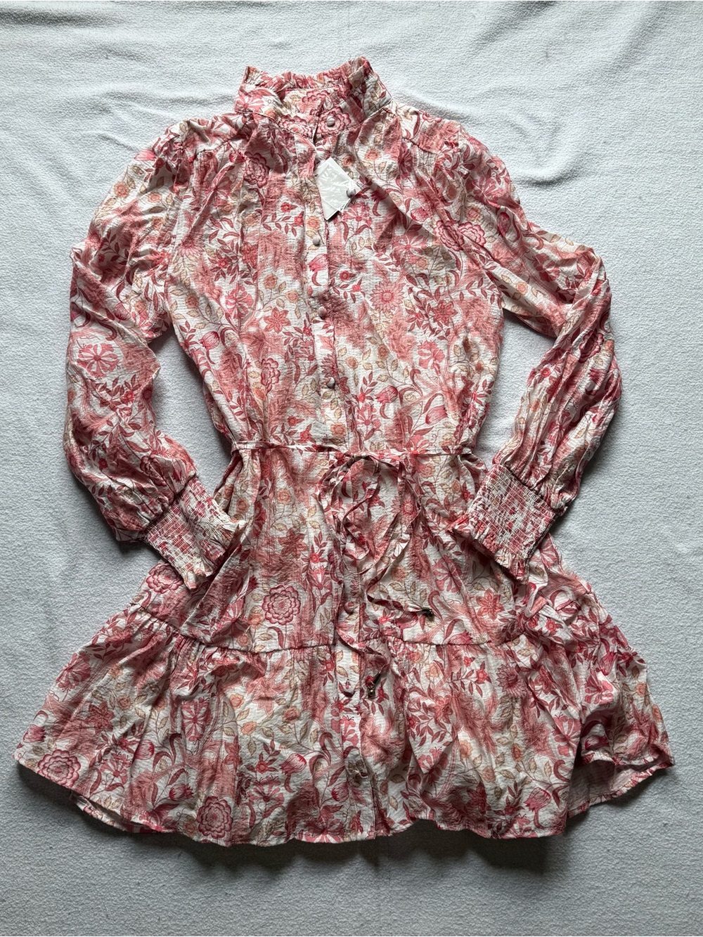Fate Boutique Pink Floral Button-Front Tie-Waist Dress